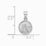 14K White Gold 10mm Engraved Angel Coin Charm - Product Photo