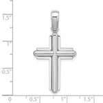 14K White Gold Beveled Cross Charm - Product Photo