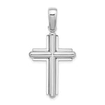 14K White Gold Beveled Cross Charm - Product Photo