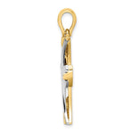 14K Two-tone W/ Rhodium Cross Charm - Product Photo