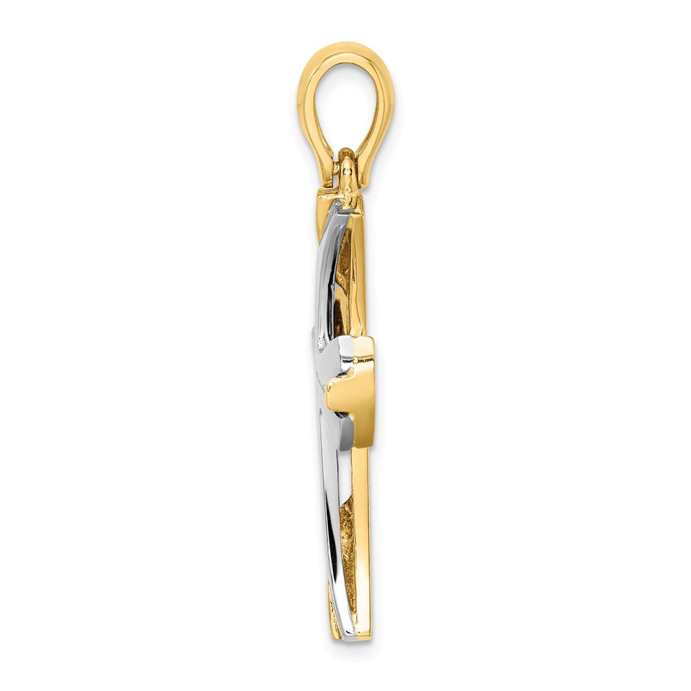 14K Two-tone W/ Rhodium Cross Charm - Product Photo