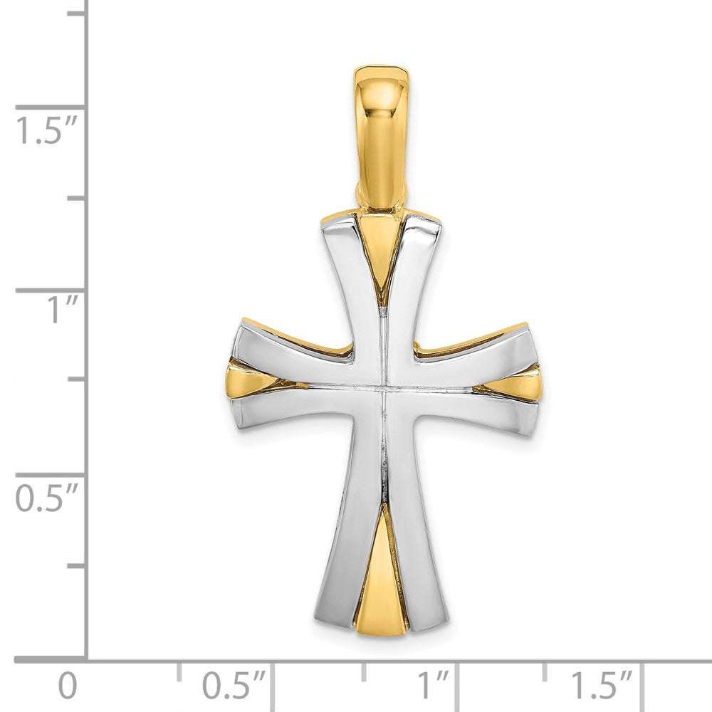 14K Two-tone W/ Rhodium Cross Charm - Product Photo