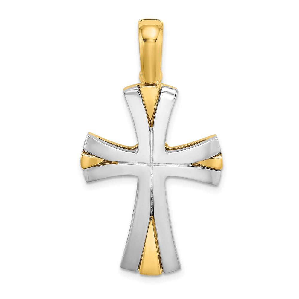 14K Two-tone W/ Rhodium Cross Charm - Product Photo