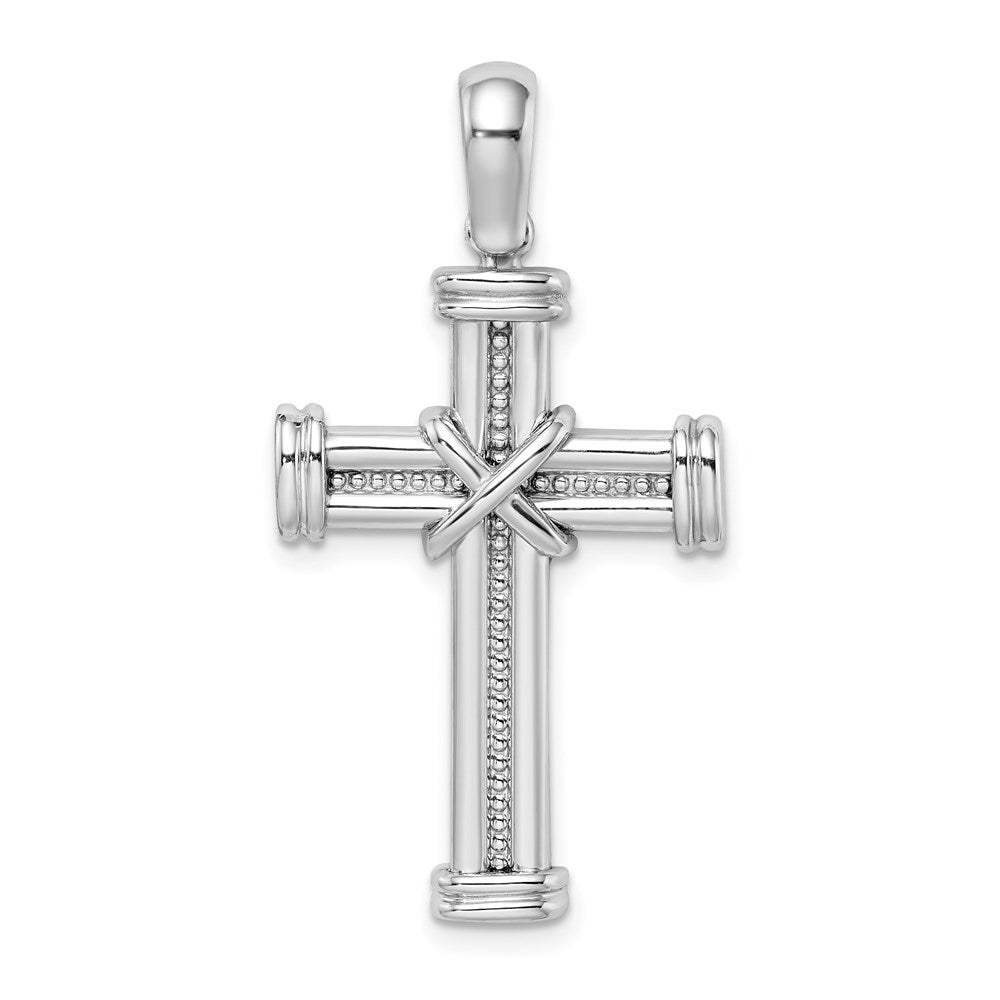 14K White Gold w/ X In Center Of Cross Charm - Product Photo