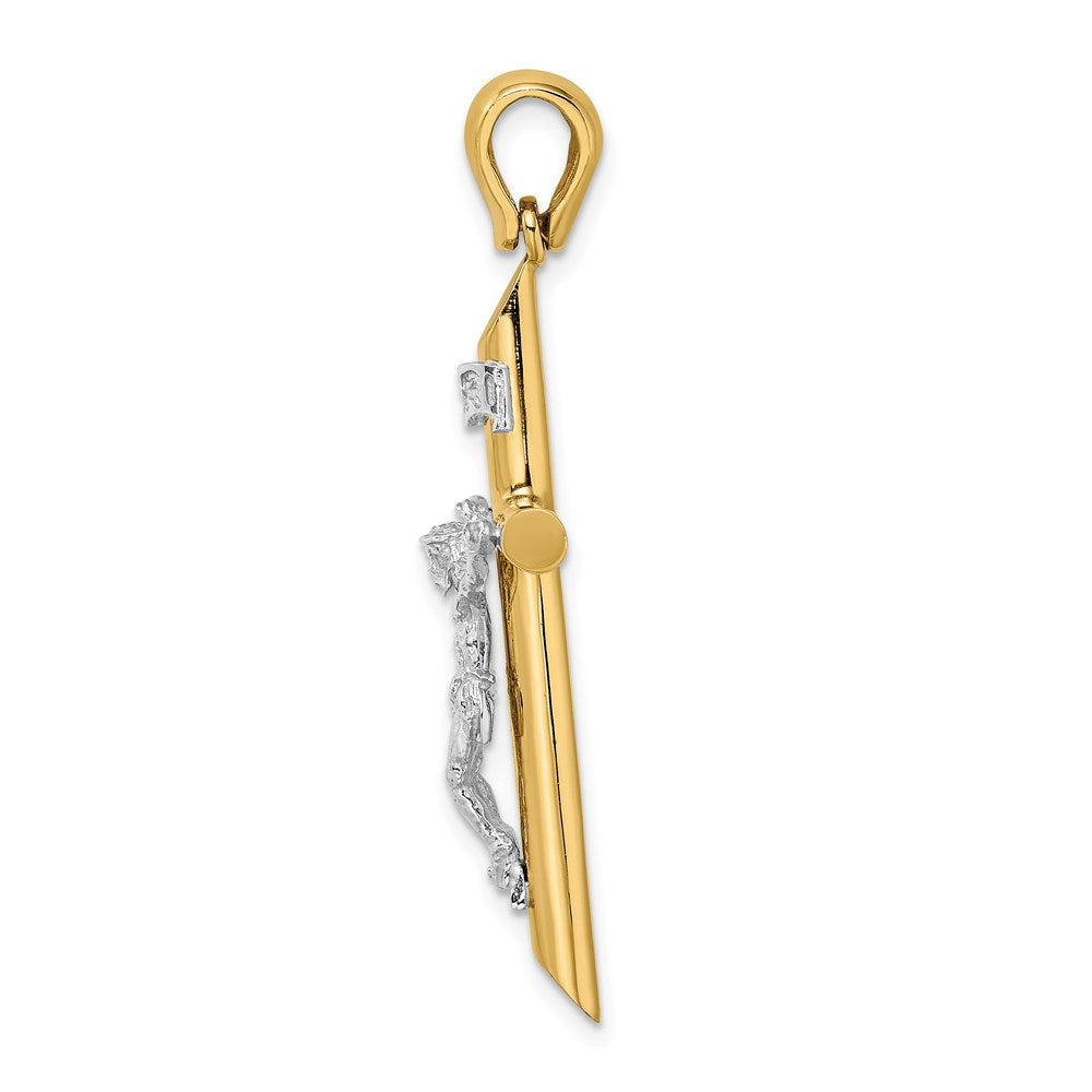 14K Two-tone Polished Crucifix Charm - Product Photo