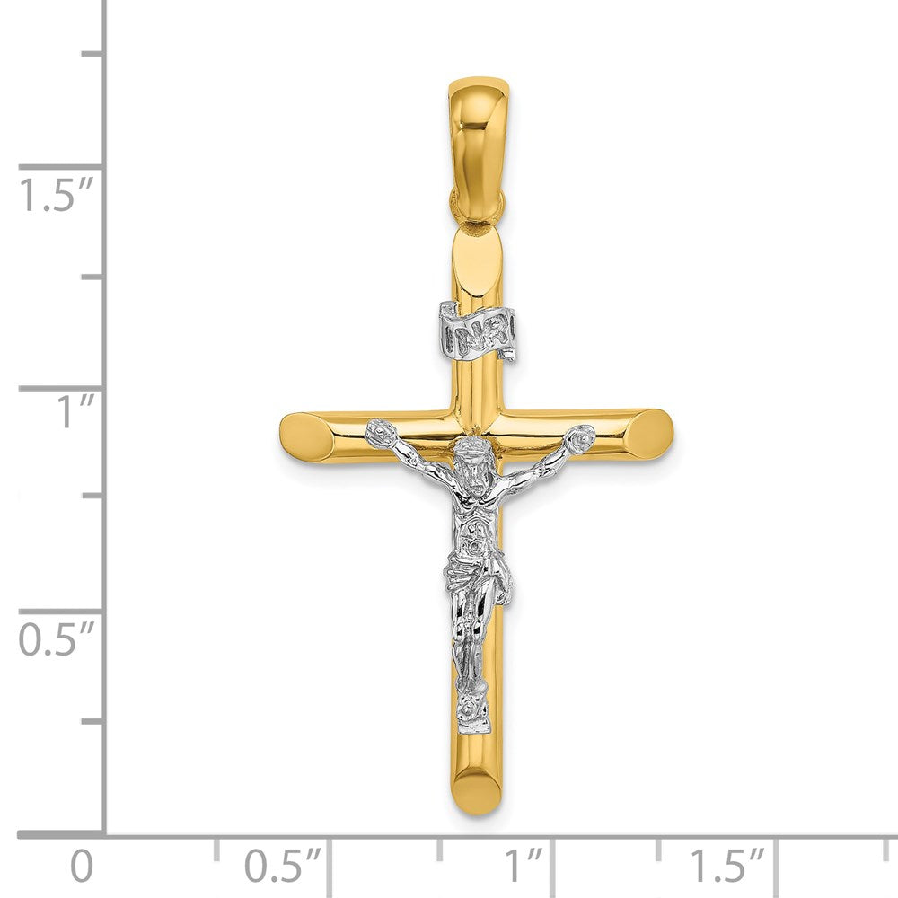 14K Two-tone Polished Crucifix Charm - Product Photo
