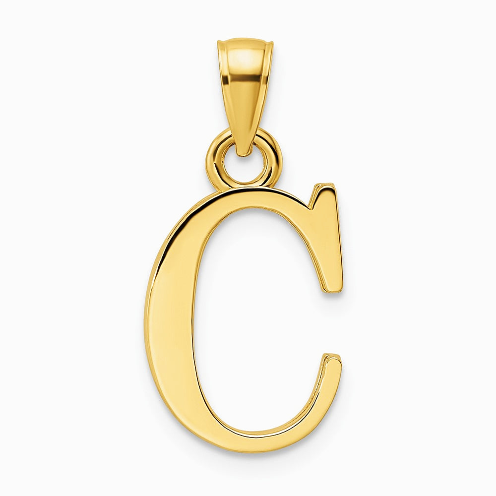 14K Yellow Gold Letter C Initial Pendant - Product Photo