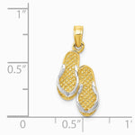 10K / 14K Yellow with Rhodium & Rhodium Solid Polished Sandals Pendant - Product Photo