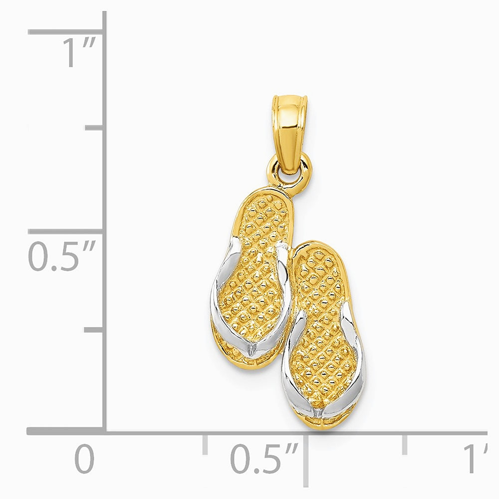 10K / 14K Yellow with Rhodium & Rhodium Solid Polished Sandals Pendant - Product Photo