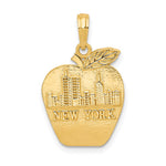 14k Solid NEW YORK Skyline on Small Apple Pendant - Product Photo