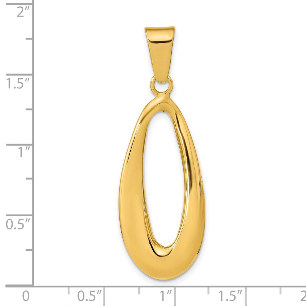 14k Polished Hollow Oval Pendant - Product Photo