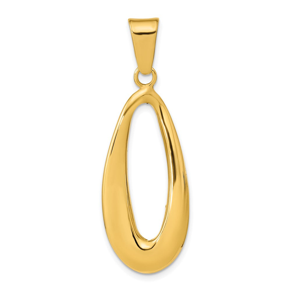 14k Polished Hollow Oval Pendant - Product Photo