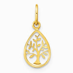 14K Yellow Gold Polished Teardrop Tree Of Life Pendant - Product Photo