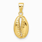 14K Yellow Gold Polished 3-D Cowrie Shell Pendant - Product Photo