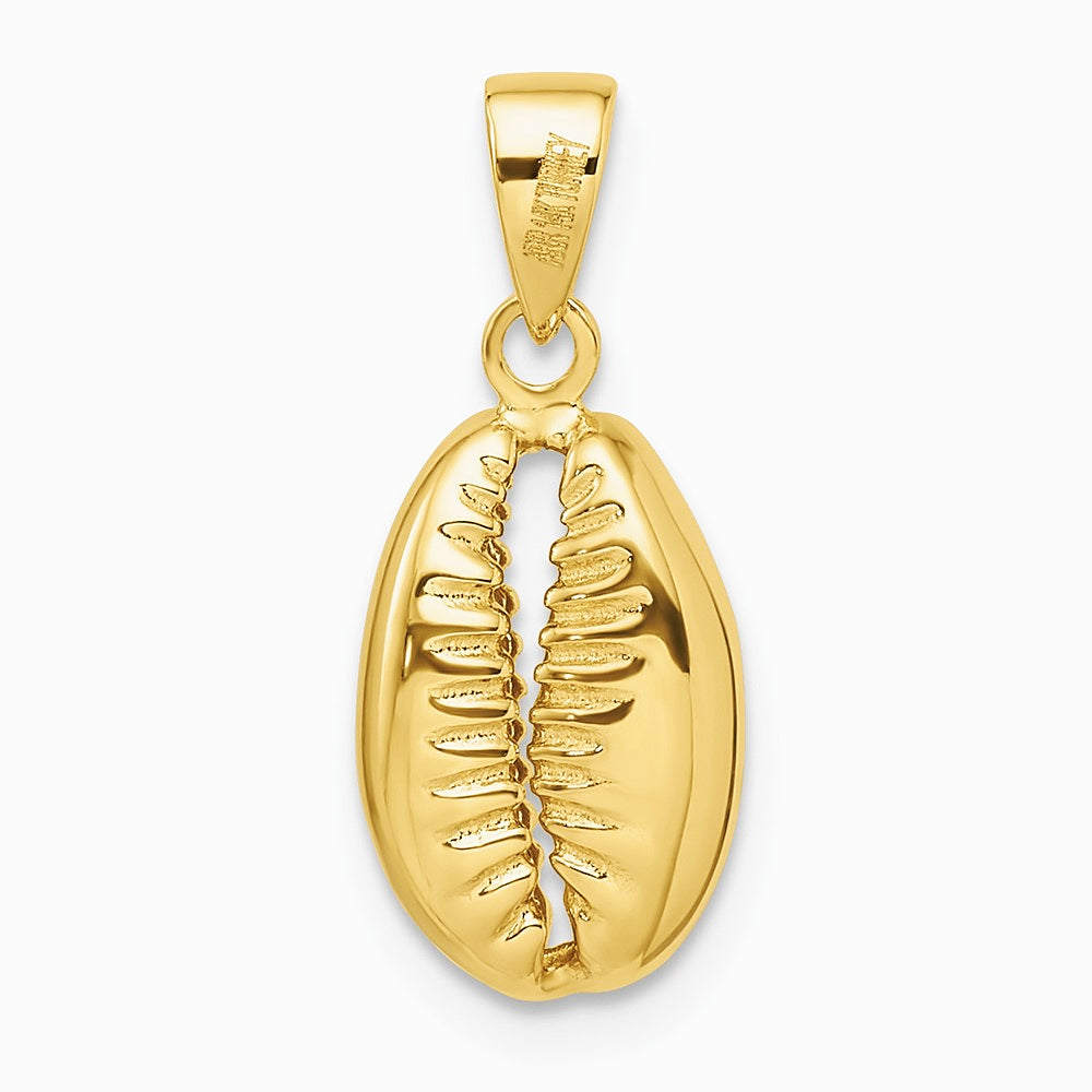 14K Yellow Gold Polished 3-D Cowrie Shell Pendant - Product Photo