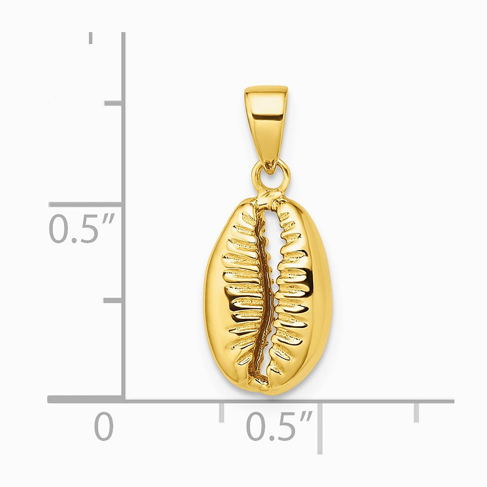 14K Yellow Gold Polished 3-D Cowrie Shell Pendant - Product Photo