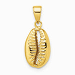 14K Yellow Gold Polished 3-D Cowrie Shell Pendant - Product Photo