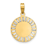 14K Yellow & Rhodium Rose and White-plated Pol. CZ Baguettes Mary Round Pendant - Product Photo