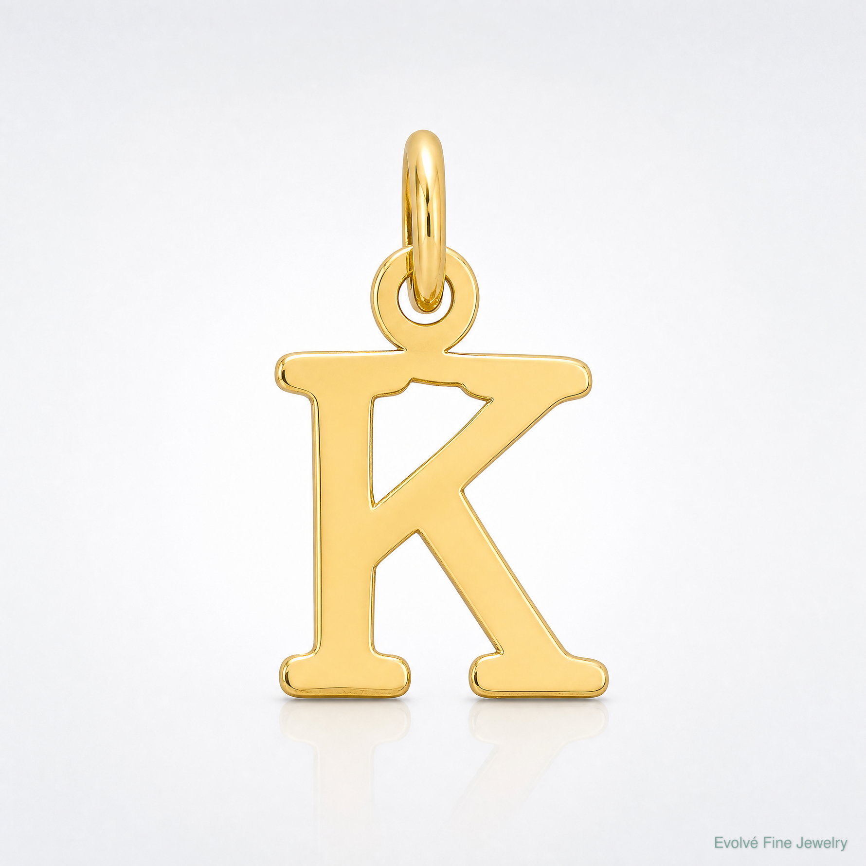 14ky Cutout Letter K Initial Pendant - Lifestyle View