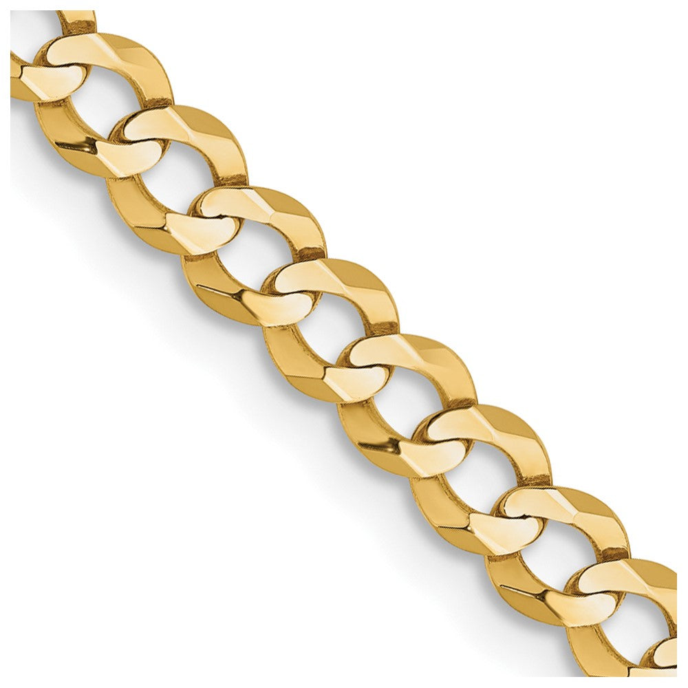 14K Yellow Gold 3.7mm Lightweight Flat Cuban Chain Necklace 16"-26"