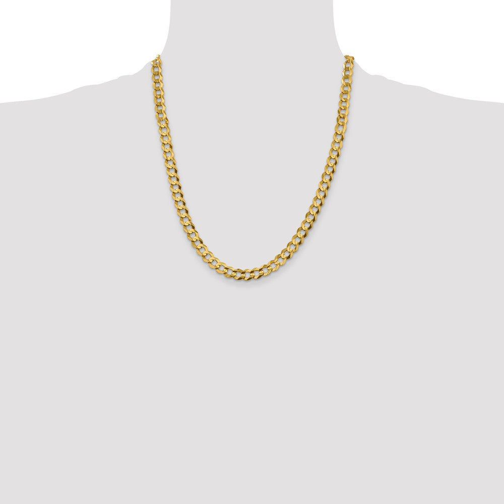 14k 7.2mm Lightweight Flat Cuban Chain - Product Photo