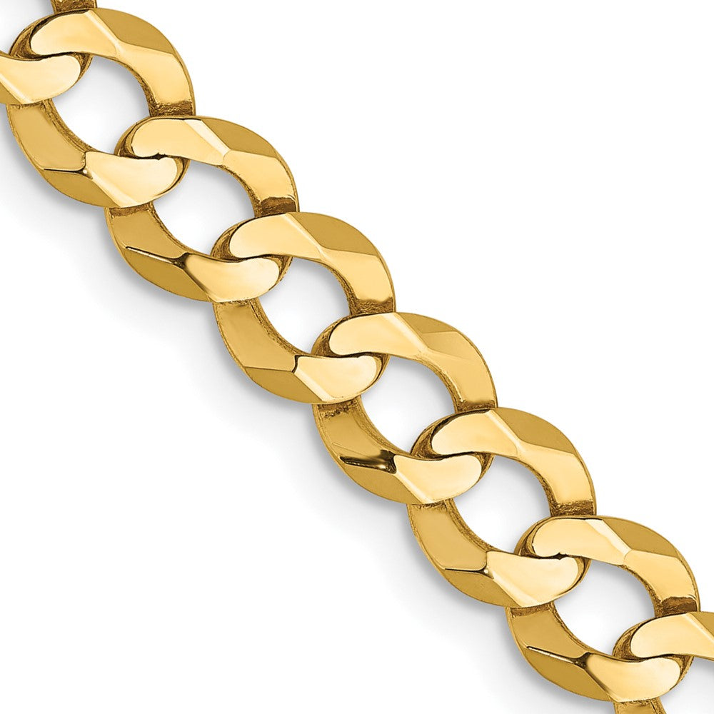 14K Yellow Gold 7.2mm Lightweight Flat Cuban Chain Necklace 18"-26"