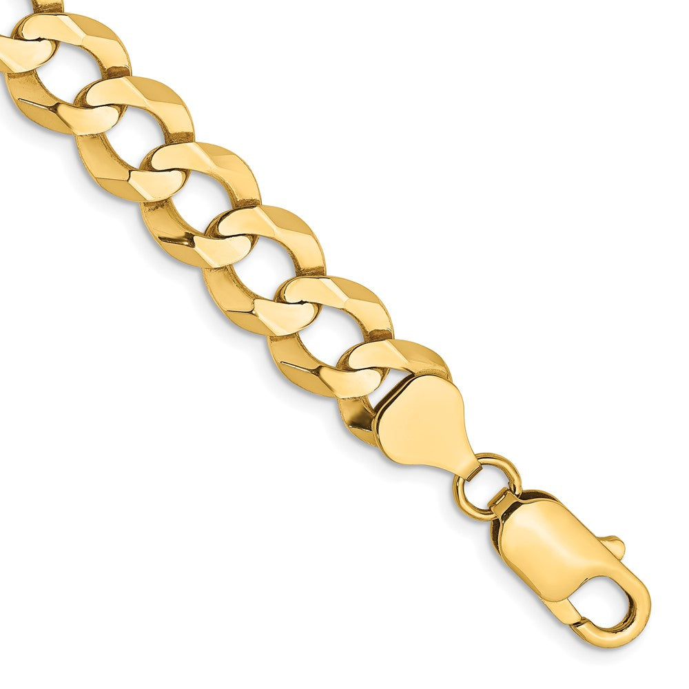 14K Yellow Gold 9.4mm Lightweight Flat Cuban Chain Bracelet 7"-9"