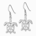 Sterling Silver Rhodium-plated Cut Out Mother & Baby Turtle Dangle Earring - Product Photo