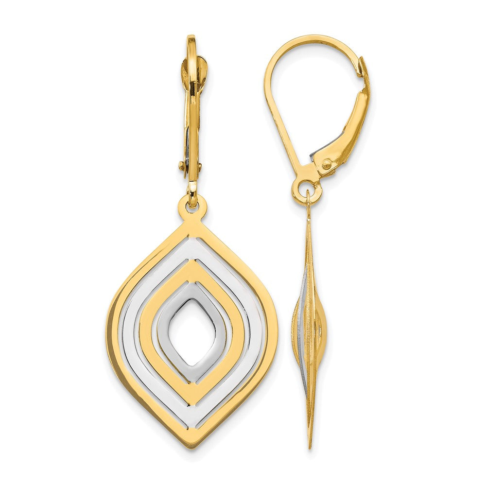 14K Yellow & Rhodium with Rhodium Polished Leverback Earrings