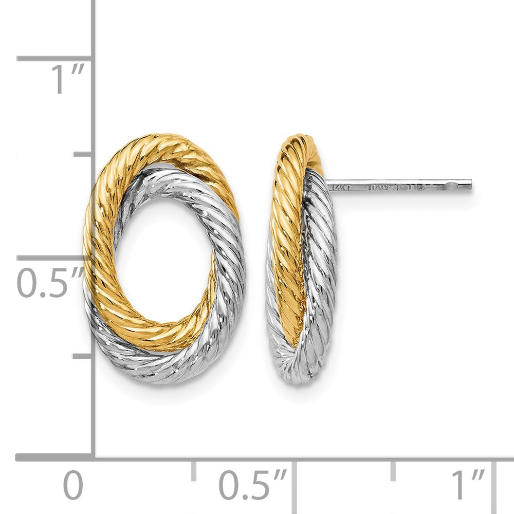 Leslie's 14K w/ White Rhodium Fancy Twisted Oval Post Earrings - Product Photo