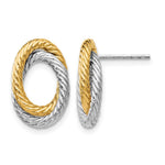 Leslie's 14K w/ White Rhodium Fancy Twisted Oval Post Earrings - Product Photo