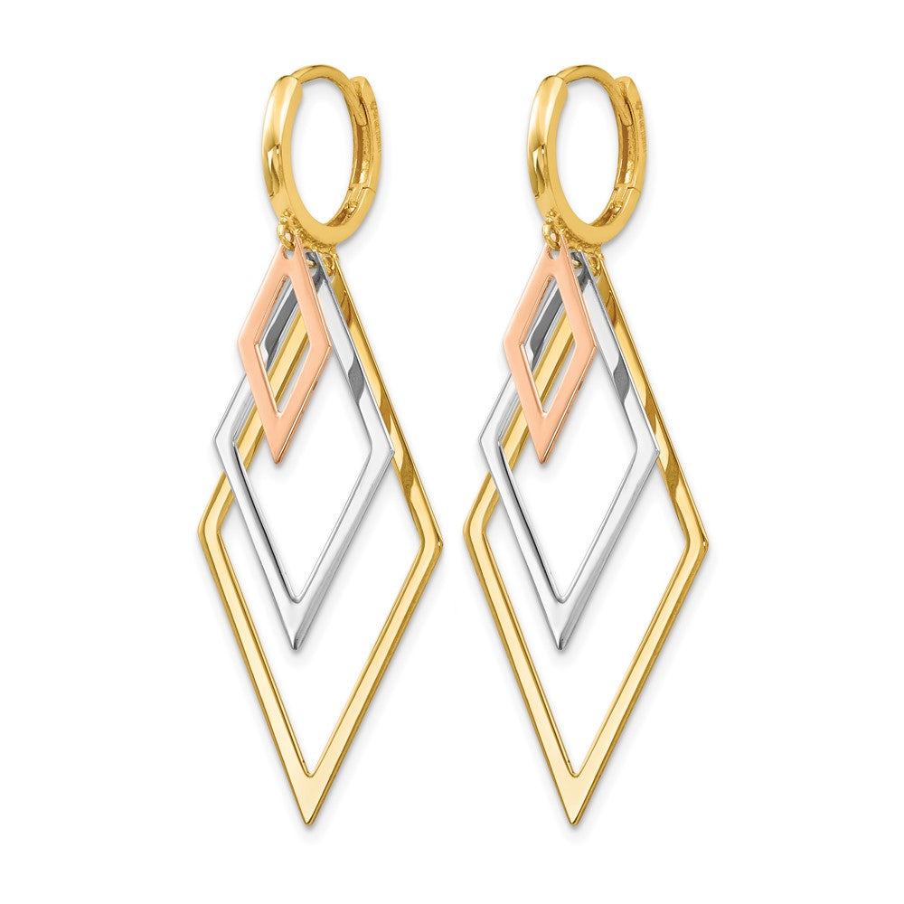 Leslie's 14K Tri-Color Dangle Hoop Earrings - Product Photo