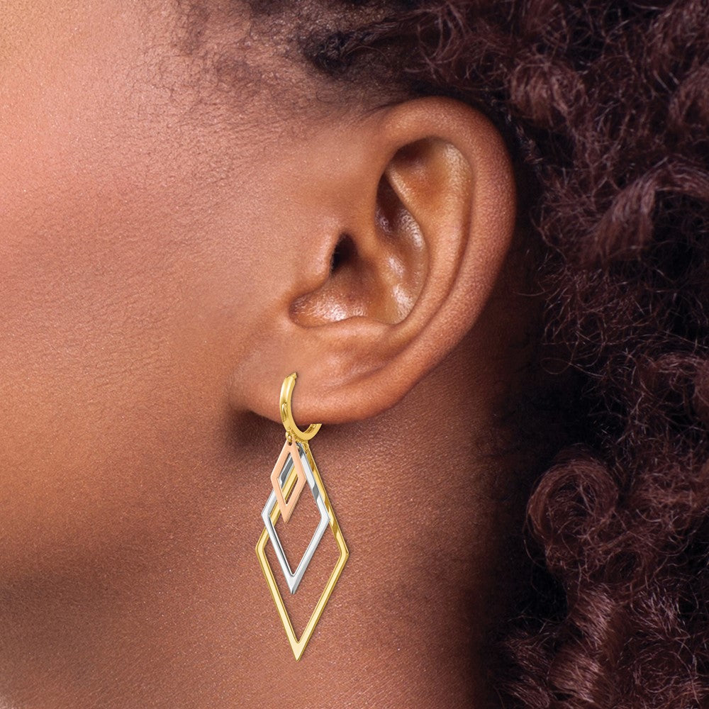 Leslie's 14K Tri-Color Dangle Hoop Earrings - Product Photo
