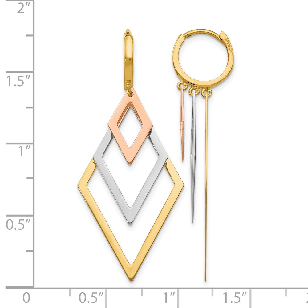 Leslie's 14K Tri-Color Dangle Hoop Earrings - Product Photo