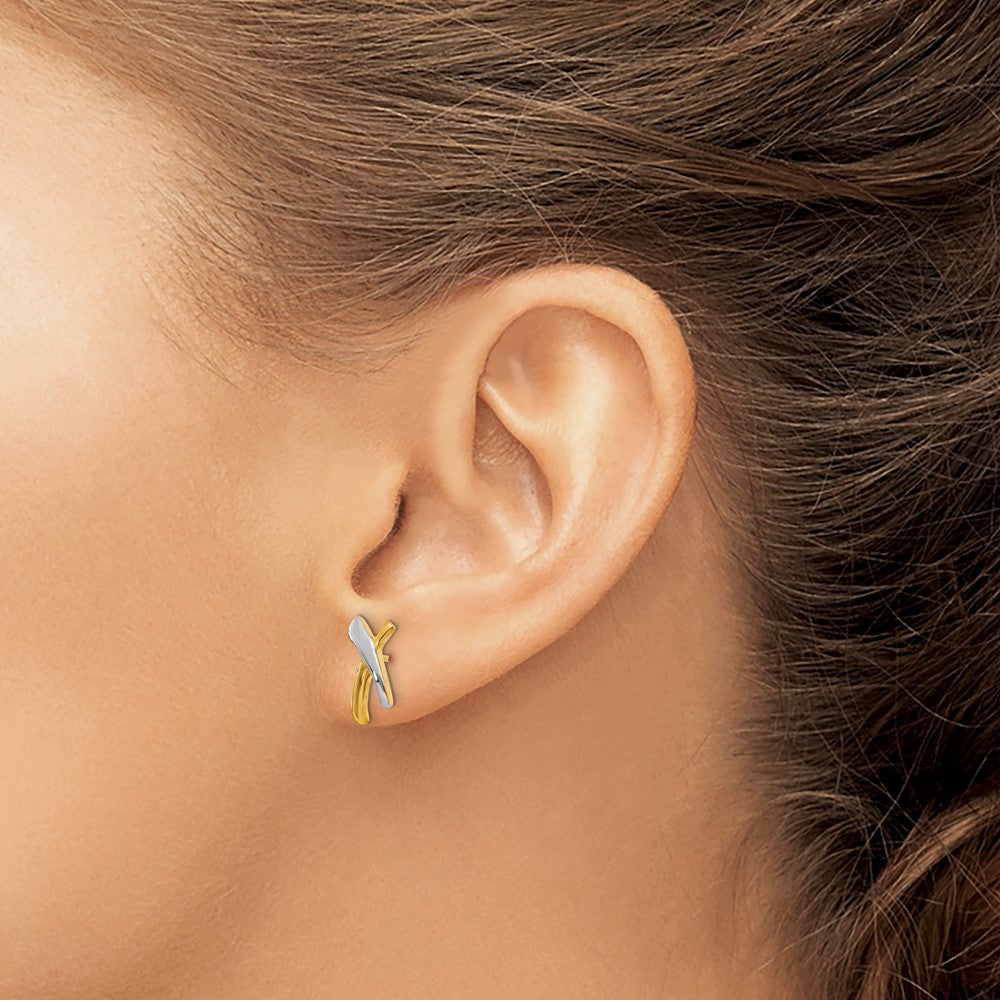 Leslie's 14K w/Rhodium X Post Earrings - Product Photo