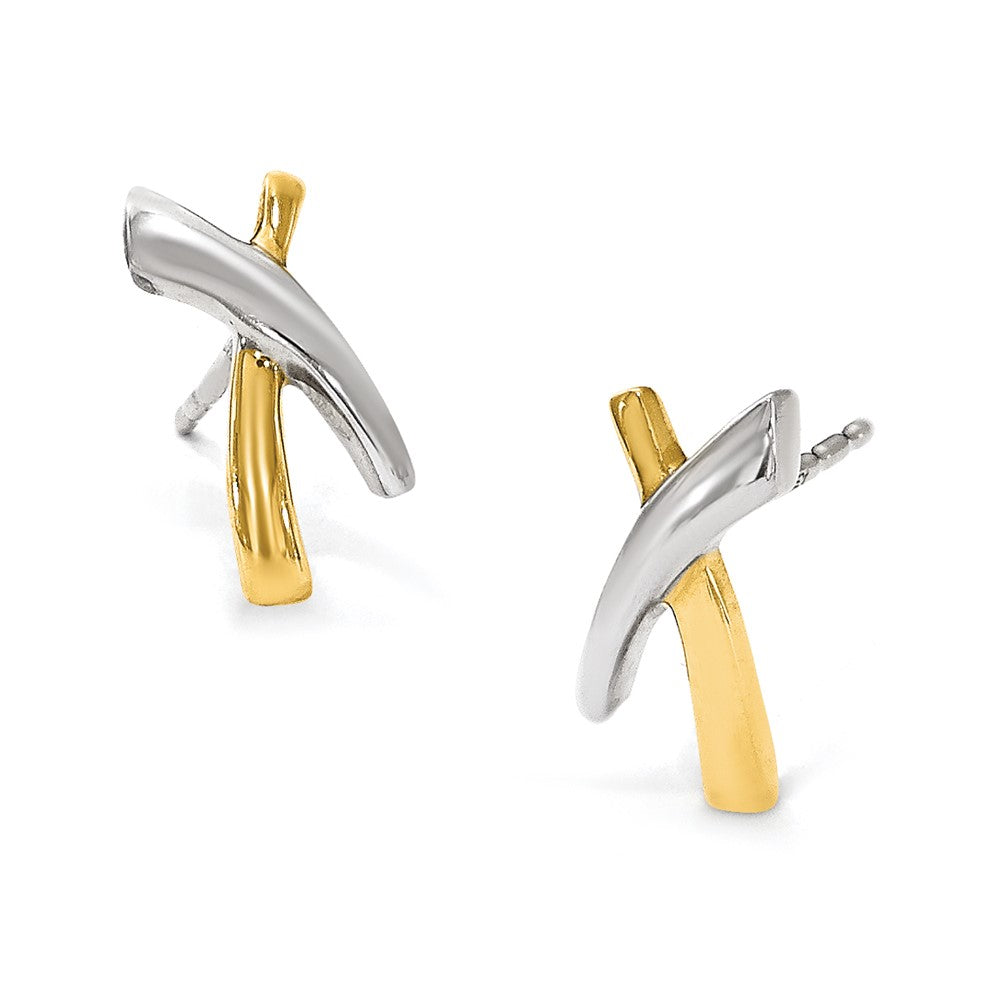 Leslie's 14K w/Rhodium X Post Earrings - Product Photo