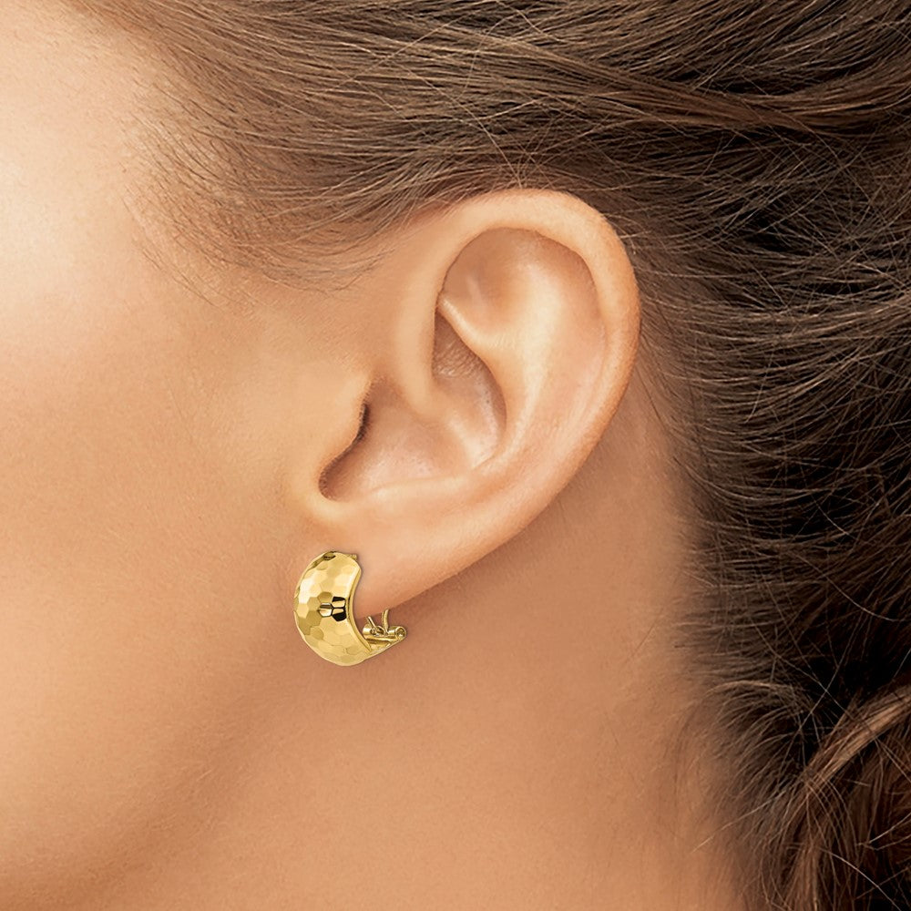 Leslie's 14K Polished Hammered Omega Back Earrings - Product Photo