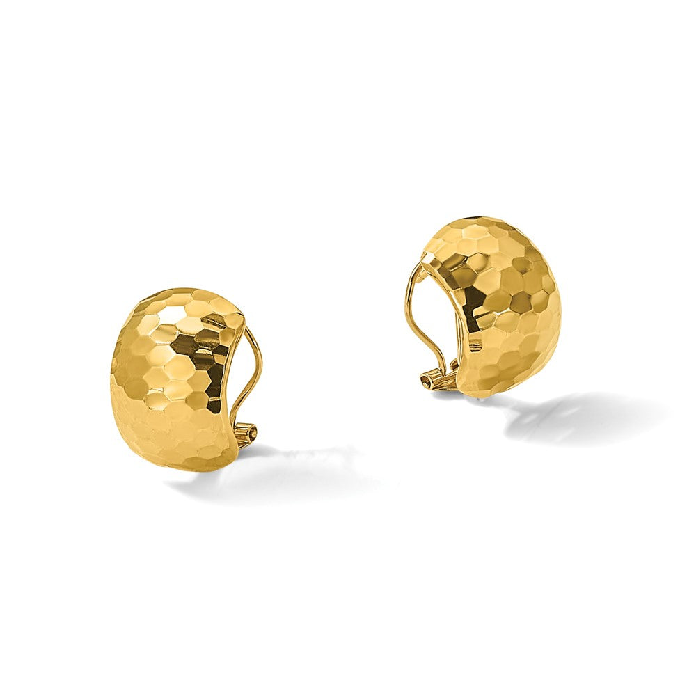 Leslie's 14K Polished Hammered Omega Back Earrings - Product Photo