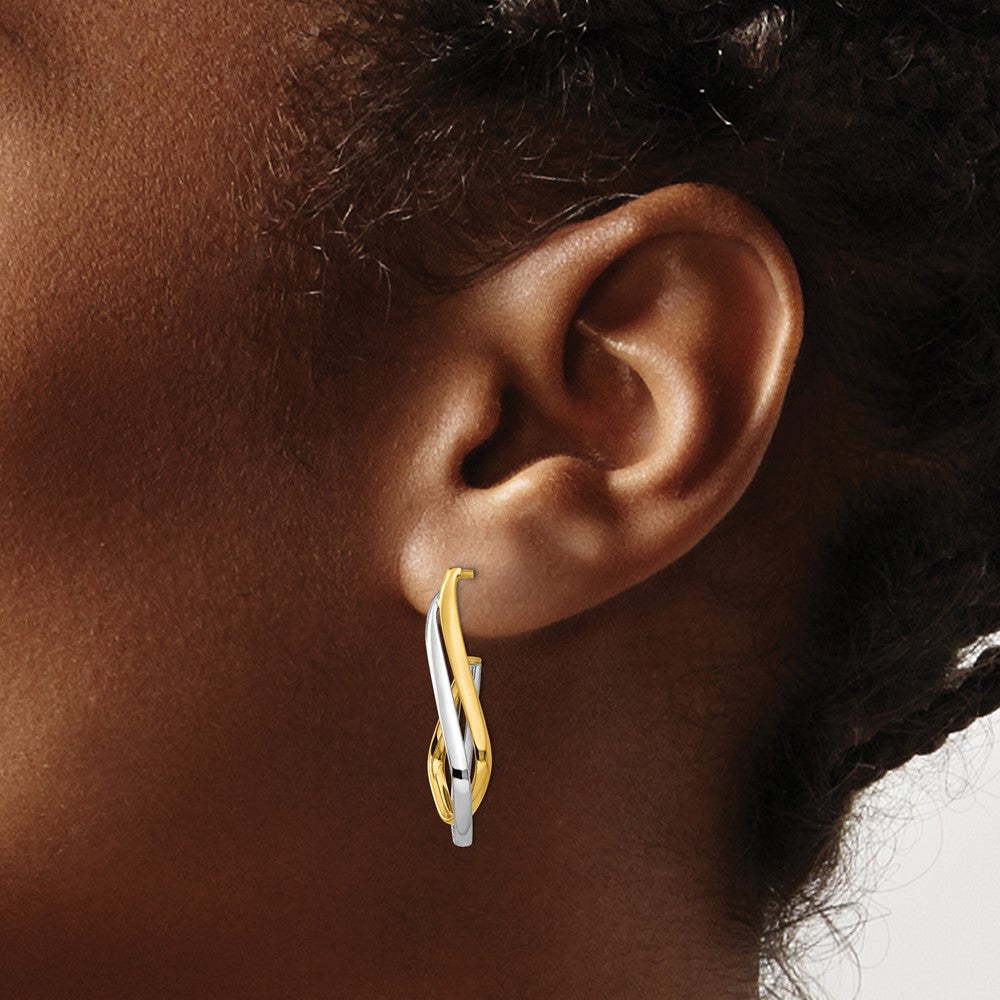 Leslie's 14K w/Rhodium Polished Post Earrings - Product Photo