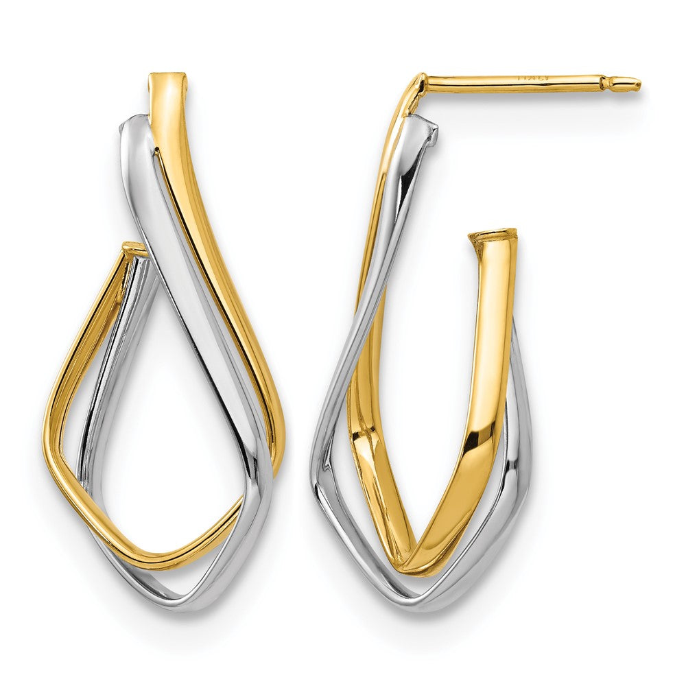 14K Yellow & Rhodium with Rhodium Polished Post Earrings