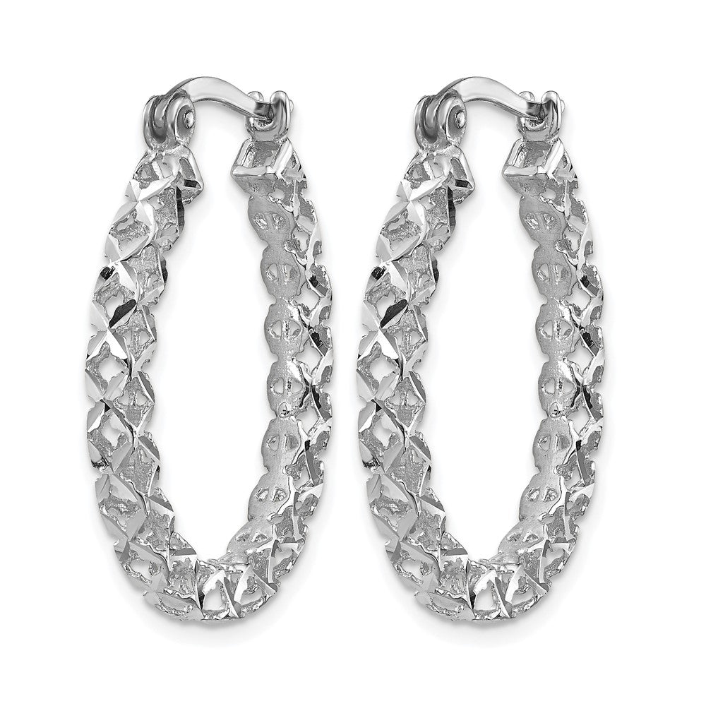 Leslie's 14K White Gold Polished D/C Hollow Hoop Earrings - Product Photo