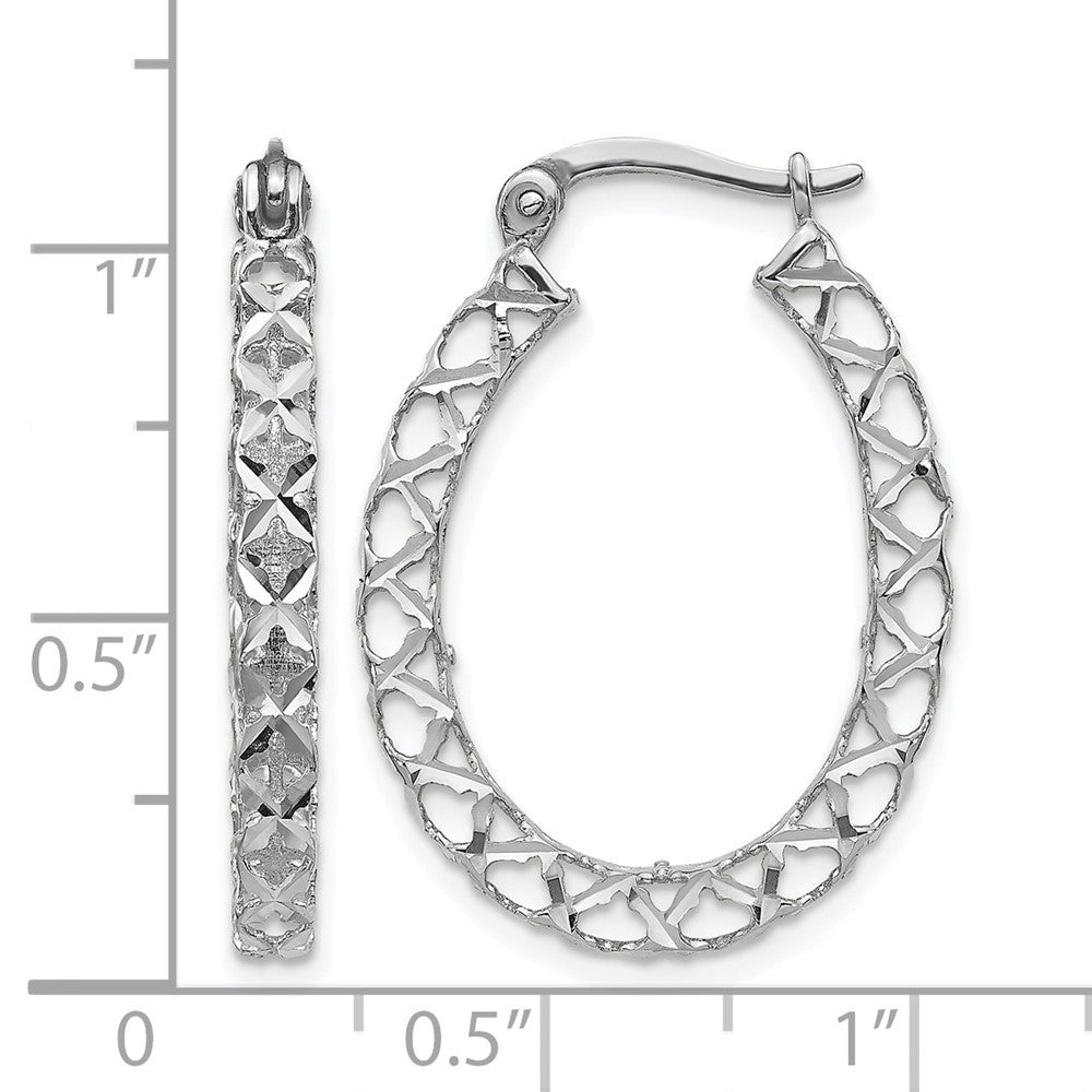 Leslie's 14K White Gold Polished D/C Hollow Hoop Earrings - Product Photo