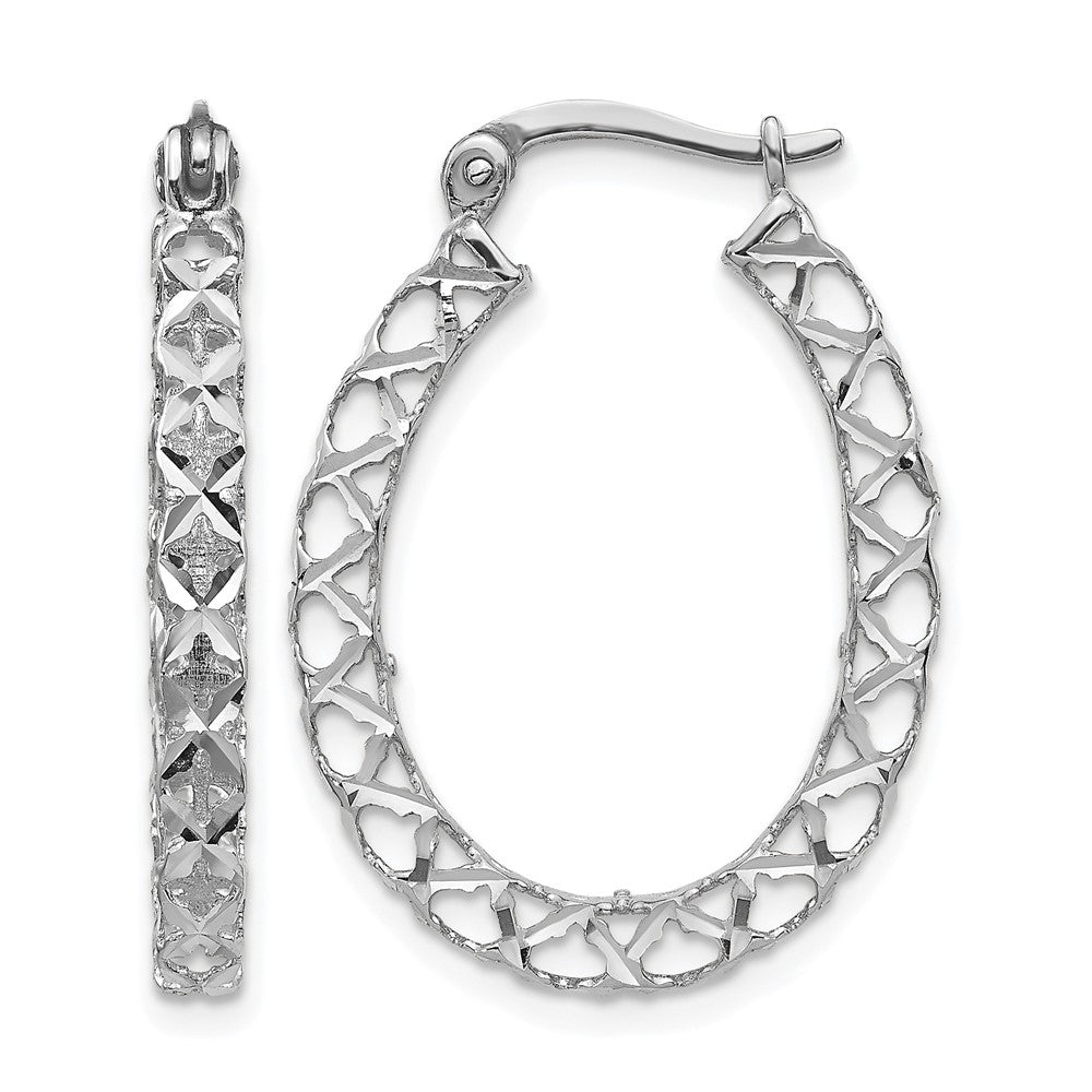 Leslie's 14K White Gold Polished D/C Hollow Hoop Earrings - Product Photo