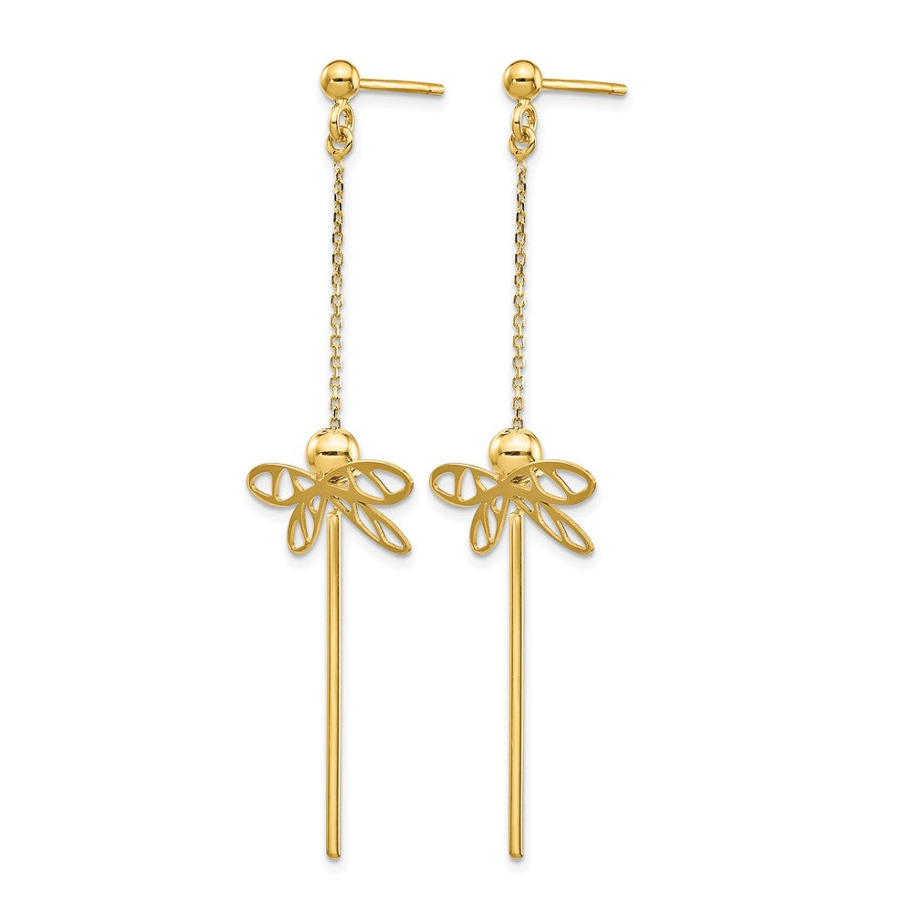 Leslie's 14K Polished Dragonfly Post Dangle Earrings - Product Photo