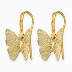 14K Yellow Gold Polished Filigree Butterfly Earrings - Product Photo