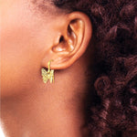 14K Yellow Gold Polished Filigree Butterfly Earrings - Product Photo