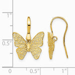 14K Yellow Gold Polished Filigree Butterfly Earrings - Product Photo