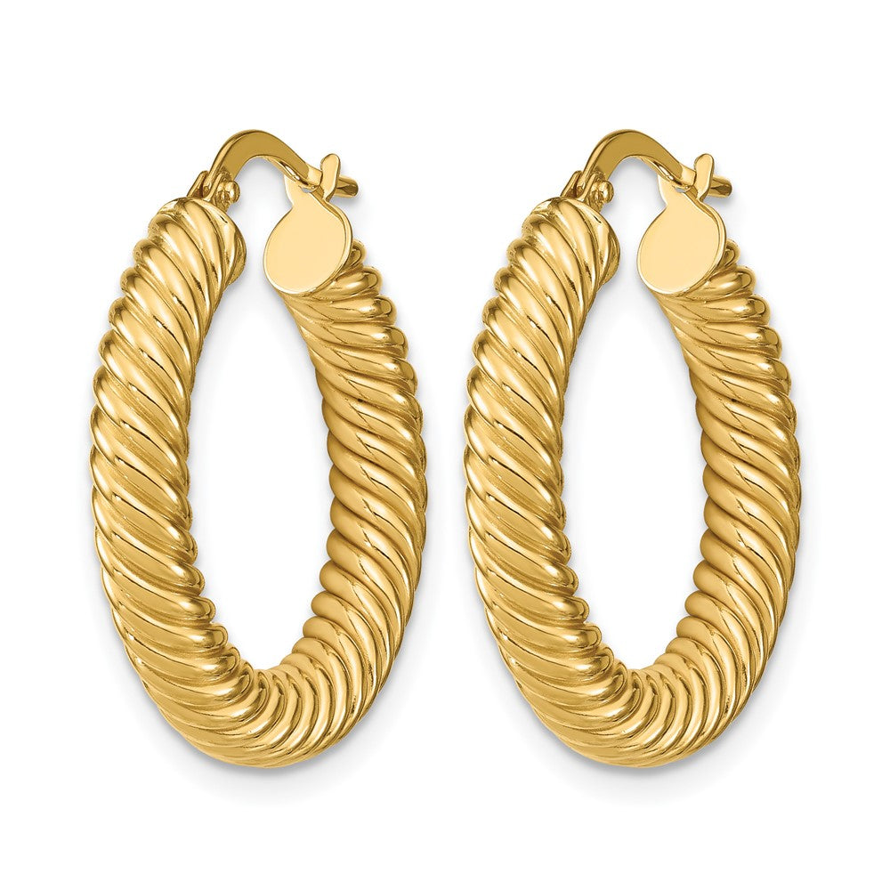 Leslie's 14K Polished Textured Hoop Earrings - Product Photo