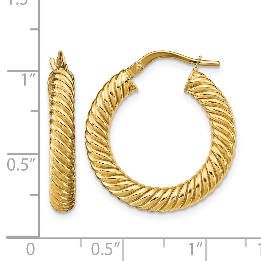Leslie's 14K Polished Textured Hoop Earrings - Product Photo