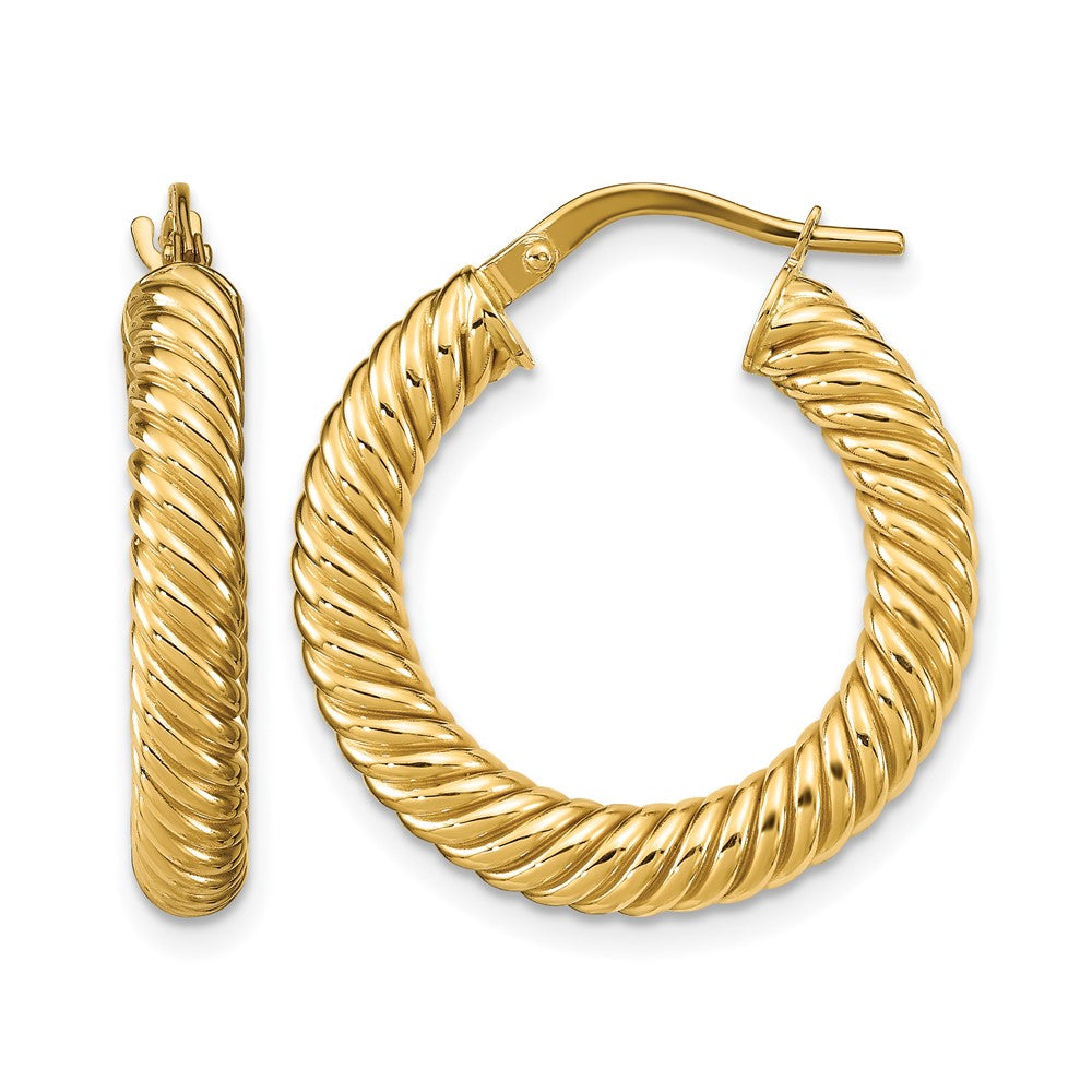 Leslie's 14K Polished Textured Hoop Earrings - Product Photo